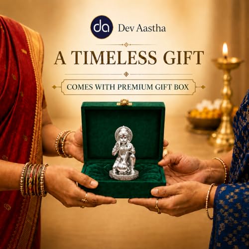 Image 5 of Dev Aastha Silver Plated Hanuman Idol for Car Dashboard and Home Decor – 2.75 Inch