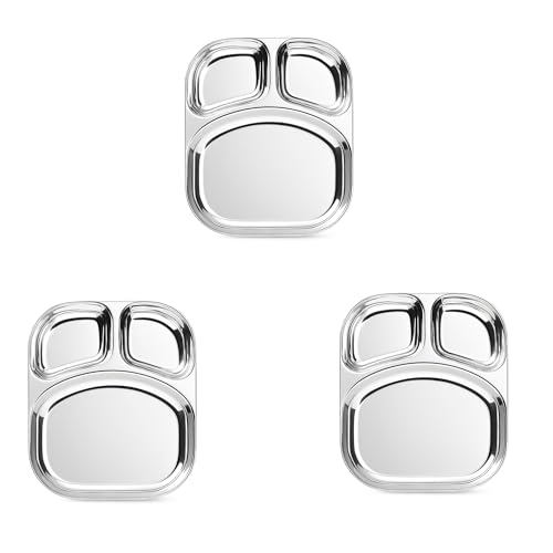 Image 7 of Small-3 for the product Spillbox Stainless Steel Dinner Plate with 3 Compartments