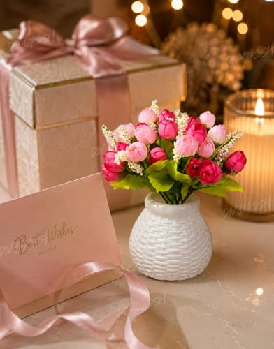 Image 3 of Divyakosh Artificial Flower Peony Bunch with Plastic Vase for Home Decor, Small Pink Peonies Flower Arrangement with Vase, Flower Vase, Home Decoration Items for Living Room, Aesthetic Home Decor