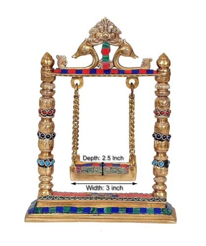 Image 6 of AONA Brass Swing Jhula for Ladoo Gopal Idol Krishna Statue
