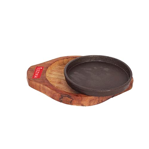 Image 5 of HAZEL Cast Iron Sizzler Plate with Wooden Base 6 Inch