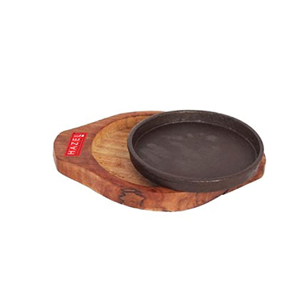 Image 5 of HAZEL Cast Iron Sizzler Plate with Wooden Base 6 Inch