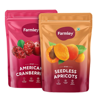 Image 1 of 200 gm / Pack of 1 for the product Farmley Dried Apricots  & Dried Cranberry