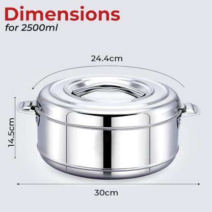 Image 6 of AVIAS Astra Stainless Steel Casserole Set of 3, 1000ml, 1500ml & 2500ml