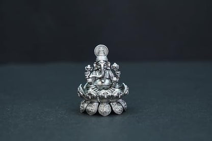 Image 2 of Dista Silvers Antique Lotus Ganesh Right Trunk Sitting 28.15G