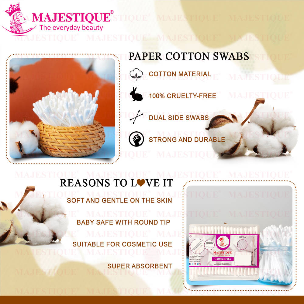 Image 3 of Majestique Cotton Swabs, 200 Tips