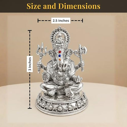 Image 2 of Dev Aastha Silver Plated Ganesh Idol 3 Inch with Gift Box
