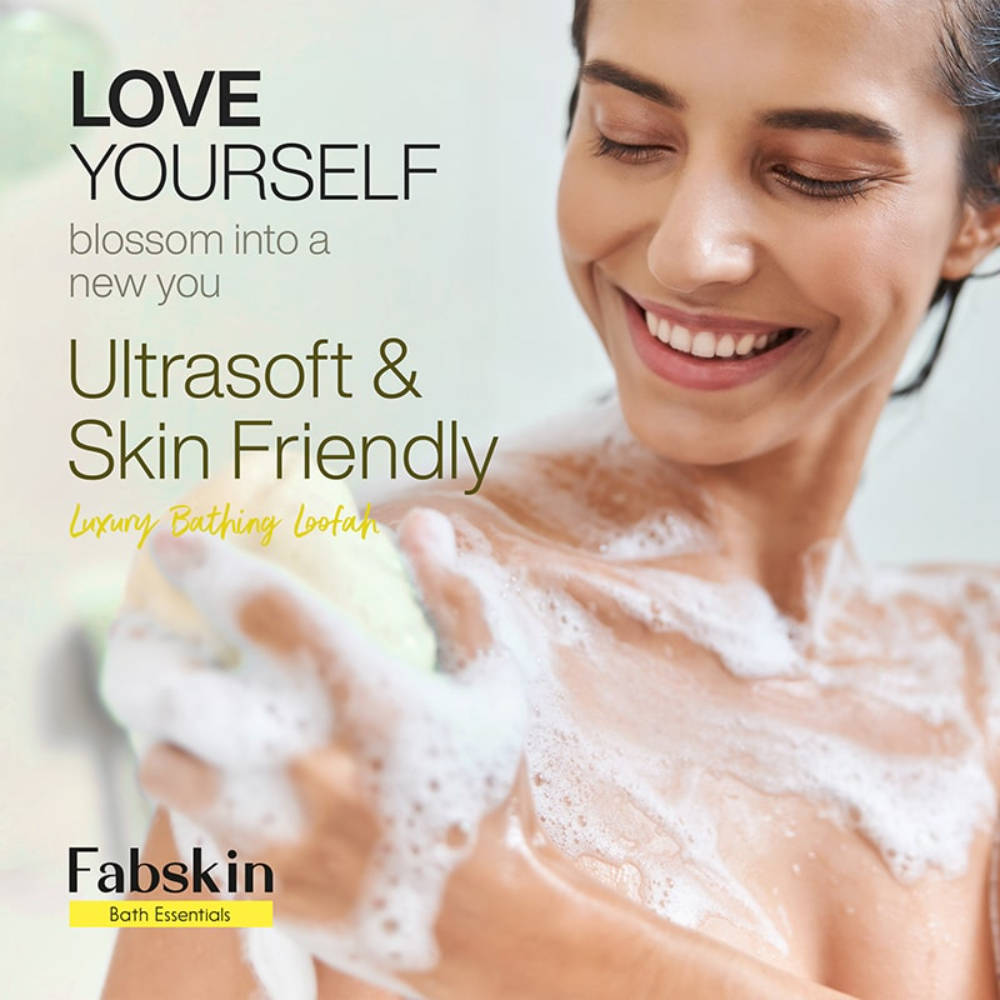 Image 3 of Fabskin Luxury Bathing Round Loofah Bath Sponge - Yellow