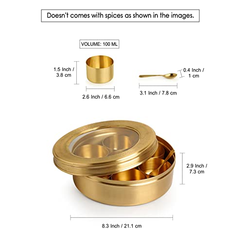 Image 6 of ExclusiveLane Floral Brass Spice Box for Kitchen with Spoon 7 Containers 100 ml