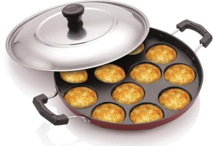Image 3 of Vipron Nonstick Appam Pan with Lid & Handle 12 Cavity