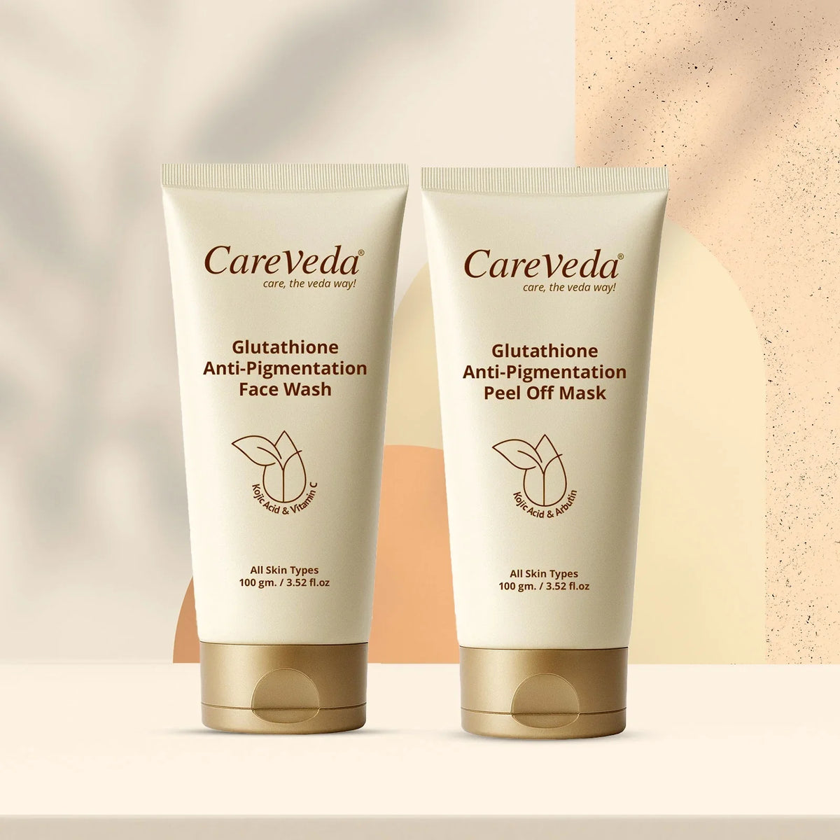 Image 2 of CareVeda Glutathione Skin Care Set of 2 | Face Wash & Peel-Off Mask for Bright, Even-Toned Skin | Anti-Pigmentation & Glow Boost | For Men & Women