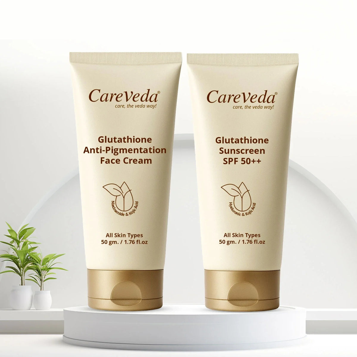 Image 2 of CareVeda Glutathione Skin Care Set of 2 | Face Cream & Sunscreen for Bright, Even-Toned Skin | Anti-Pigmentation & Glow Boost | For Men & Women