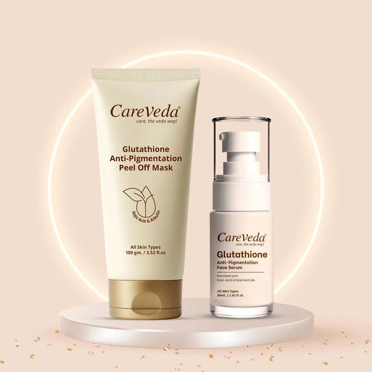 Image 2 of CareVeda Glutathione Skin Care Set of 2 | Peel off Mask & Face Serum for Bright, Even-Toned Skin | Anti-Pigmentation & Glow Boost | For Men & Women