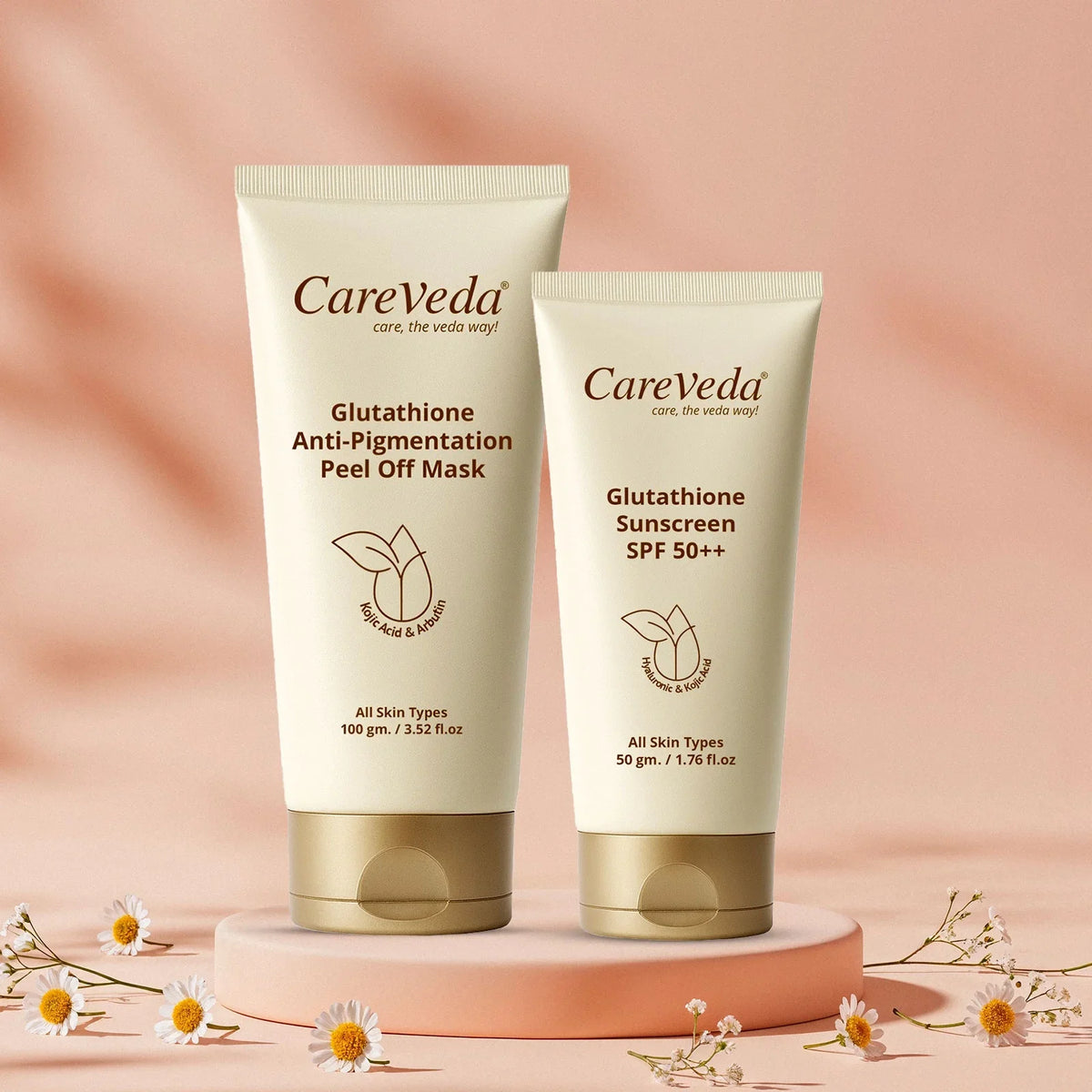 Image 2 of CareVeda Glutathione Skin Care Set of 2 | Peel off Mask & Sunscreen for Bright, Even-Toned Skin | Anti-Pigmentation & Glow Boost | For Men & Women