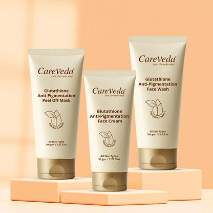 Image 2 of CareVeda Glutathione Skin Care Set of 3 | Face Cream & Face Wash, Peel off Mask for Bright, Even-Toned Skin | Anti-Pigmentation & Glow Boost | For Men & Women