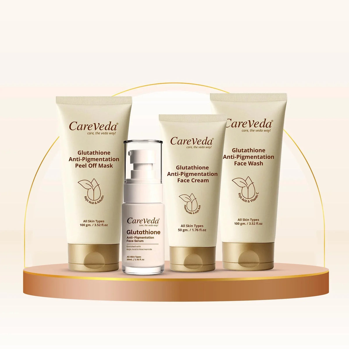 Image 2 of CareVeda Glutathione Skin Care Set of 4 | Face Wash & Cream, Peel off Mask, Serum for Bright & Even-Toned Skin