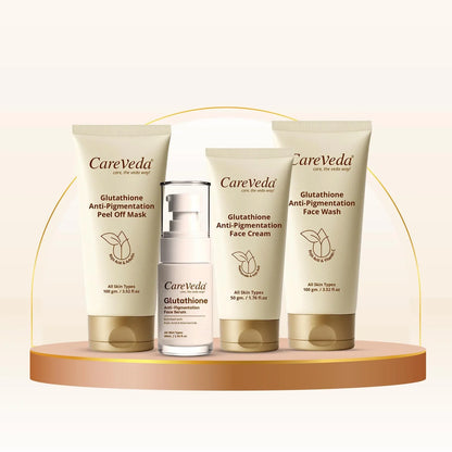 Image 2 of CareVeda Glutathione Skin Care Set of 4 | Face Wash & Cream, Peel off Mask, Serum for Bright & Even-Toned Skin