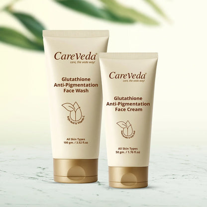 Image 3 of CareVeda Glutathione Skin Care Set of 2 | Face Wash & Cream for Bright, Even-Toned Skin | Anti-Pigmentation, Anti-Dullness & Deep Nourishment | Glow Boost for Men & Women