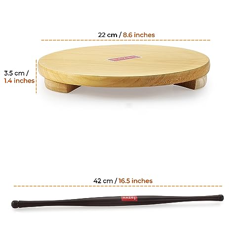 Image 3 of HAZEL Wood Polpat Chakla Roti Chapati Maker 21 cm with Sheesham Roti Roller Belan Rolling Pin 42 cm