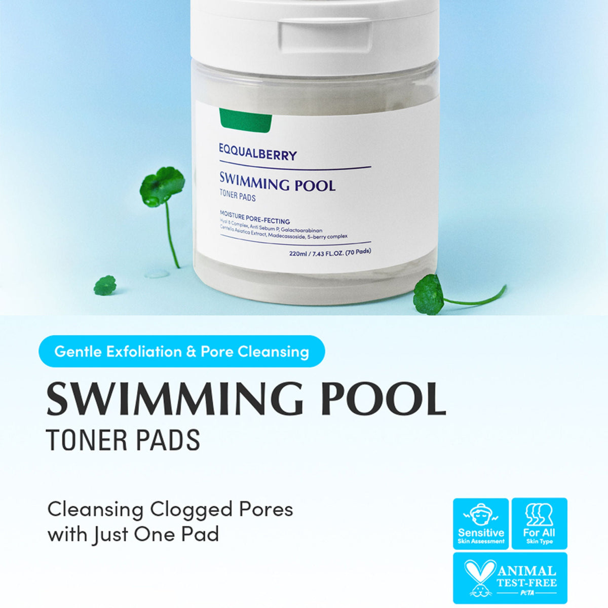 Image 2 of Eqqualberry Swimming Pool Toner Pads 30pcs – Dual-Textured Pads for Pore Care & Gentle Exfoliation