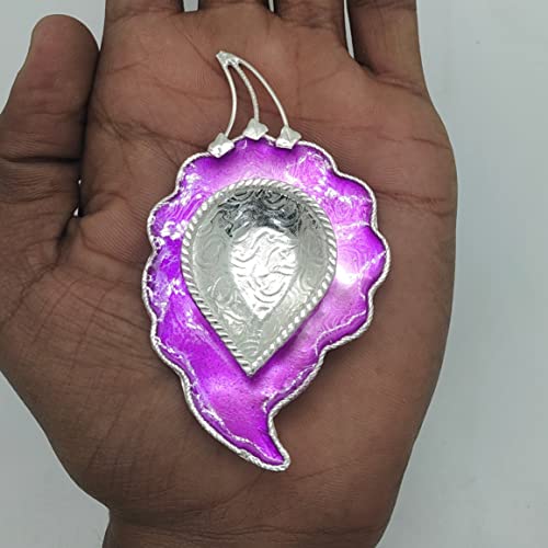 Image 3 of Dista Silvers Pure Silver Fancy Diya Leaf Pattern Purple 30.16g