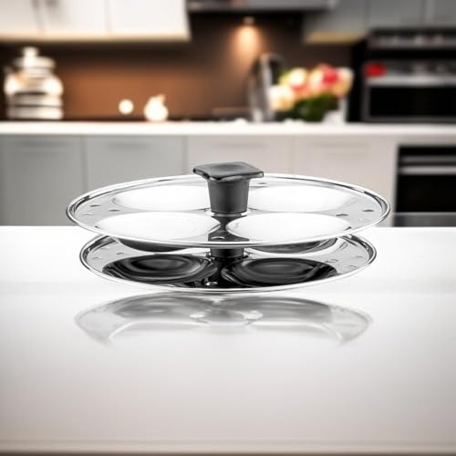 Image 2 of FORTUNA Premium Idli Maker Steel | 2 Plates, 8 Idlis | Compact Idli Steamer Stainless Steel for Home & Kitchen | Mini Idli Maker with Bakelite Handles
