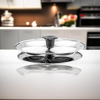 Image 2 of FORTUNA Premium Idli Maker Steel | 2 Plates, 8 Idlis | Compact Idli Steamer Stainless Steel for Home & Kitchen | Mini Idli Maker with Bakelite Handles