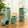Image 1 of Default Title for the product ExclusiveLane Sage Serenity Hand-Embossed Ceramic Coffee Mug Set of 6, 330 ML