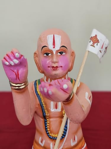Image 4 of Breeze Handicrafts Paper Mache Golu Doll, Ramanujar Doing alngaram to god Vishnu, Navratri Golu Bommai Display for golu Stand ramanujar Vishnu alankaram
