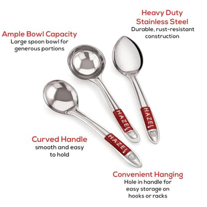Image 3 of HAZEL Stainless Steel Kitchen Tools Spoons Set of 3