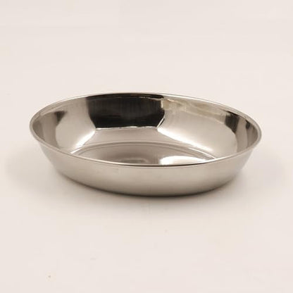 Image 4 of Spillbox Stainless Steel Halwa Plates Quarter Plates Oval Snack Plate Nasta Plate Dessert Plate Set Side Dish Mirror Finish BPA Free 50gm Pack of 2