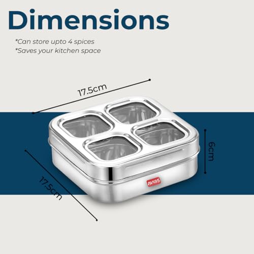 Image 5 of AVIAS 4-in-1 Stainless Steel Masala/Spice Box