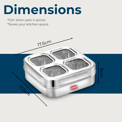 Image 5 of AVIAS 4-in-1 Stainless Steel Masala/Spice Box