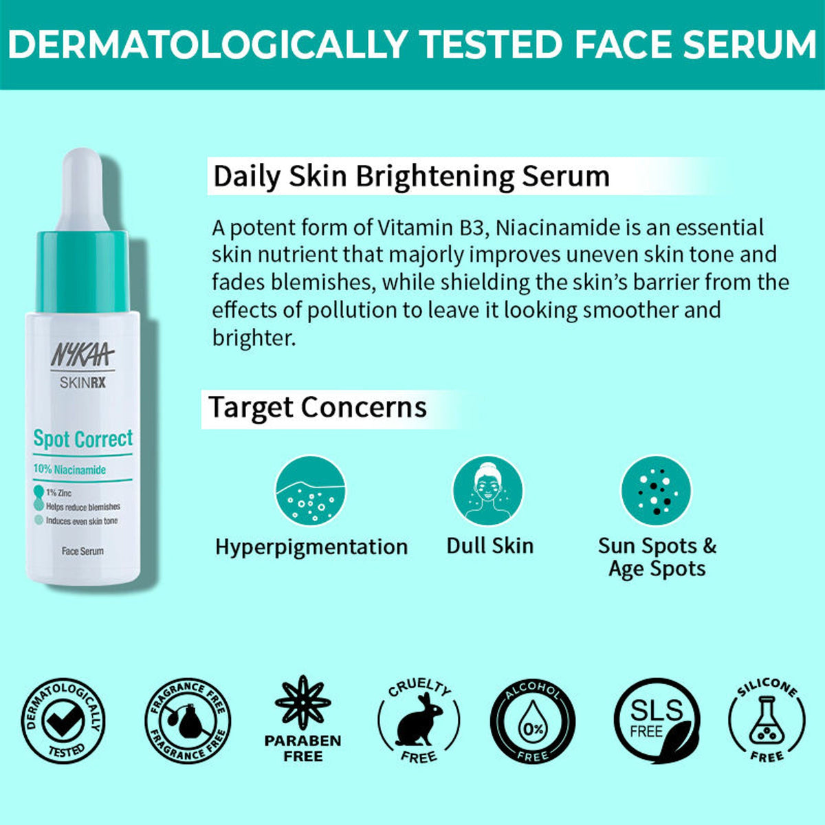 Image 2 of Nykaa SKINRX Spot Corrector with 10% Niacinamide + 1% Zinc Serum to Fade Dark Spots & Pigmentation