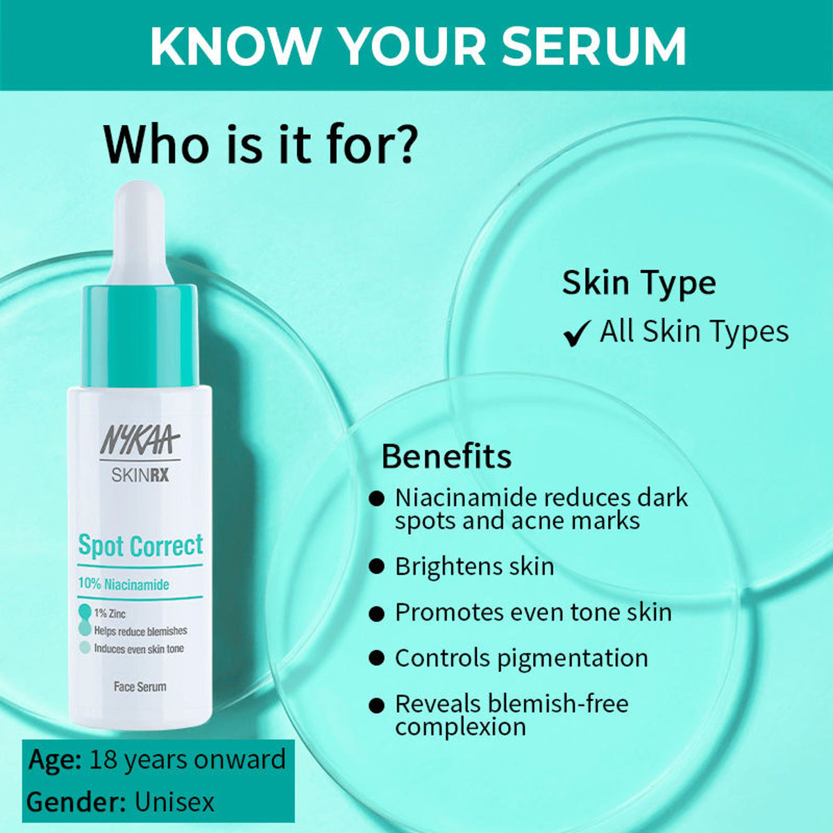 Image 4 of Nykaa SKINRX Spot Corrector with 10% Niacinamide + 1% Zinc Serum to Fade Dark Spots & Pigmentation