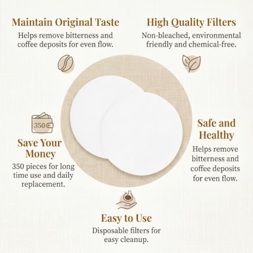 Image 4 of Supvox 350 Count Round Filter Paper for Press Coffee Making Neat Brewing