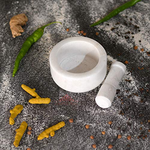 Image 2 of JAIPUR ACE Natural Marble Mortar and Pestle 4x3 Inch