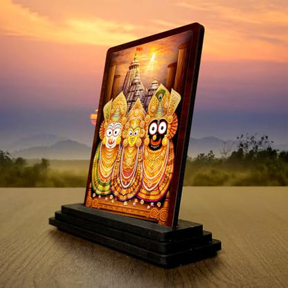 Image 3 of Jagannath Balabhadra Subhadra Small Wooden Idol 4x5 Inch Serene Meditation HD Printed Home Decor