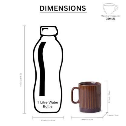 Image 7 of ExclusiveLane Mocha Ribbed Ceramic Coffee Mugs Set of 6 330 ml