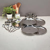Image 1 of Default Title for the product Sumeet Stainless Steel Heavy Gauge Mirror Finish Dinner Solid Set of 15 Pcs (5 Plate, 5 Bowl/Wati, 5 Spoon), Silver