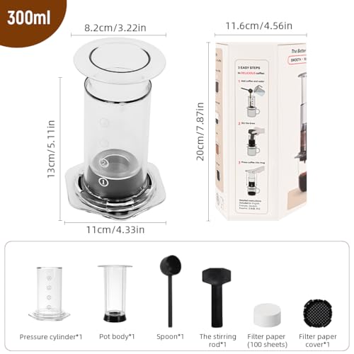 Image 2 of Supvox Press Coffee Maker 4-Stage Manual Brewing Portable Use and Clean