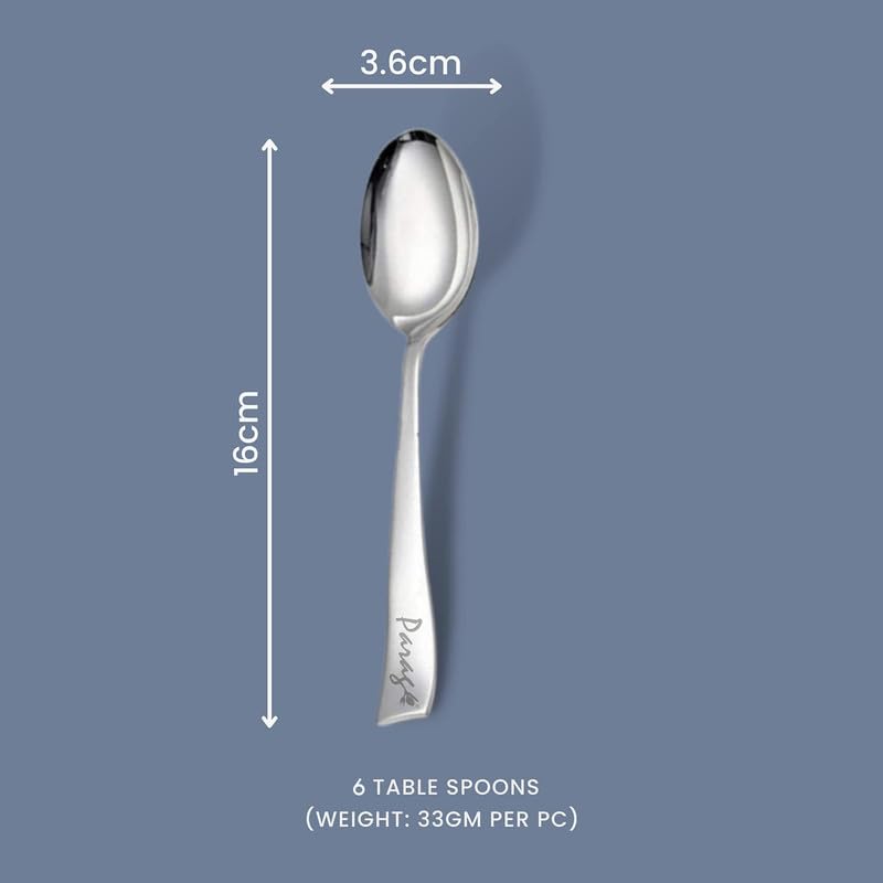 Image 3 of Parage 6 Pieces Stainless Steel Spoons Set, Dinner Spoon Length 16cm