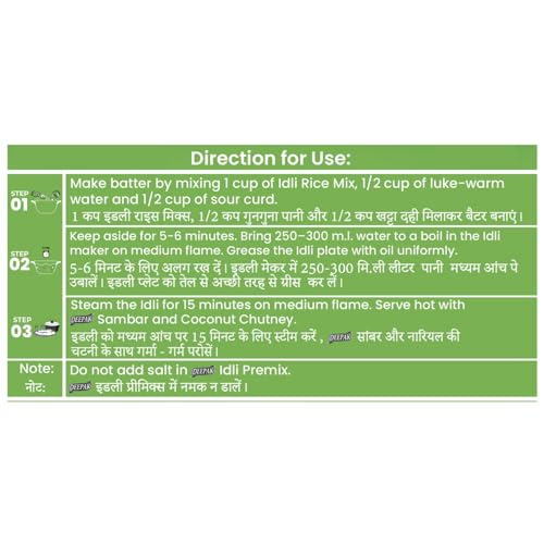 Image 4 of Deepak Rice Idli Instant Mix | Quick & Easy To Prepare | Ready-To-Cook Idli Mix| No Added Colours Or Preservatives | Authentic South Indian Taste