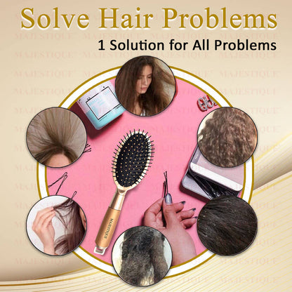 Image 7 of Majestique Golden Oval Detangler Brush - Friendly Detangling Brush Ultra-Soft Tipped Nylon