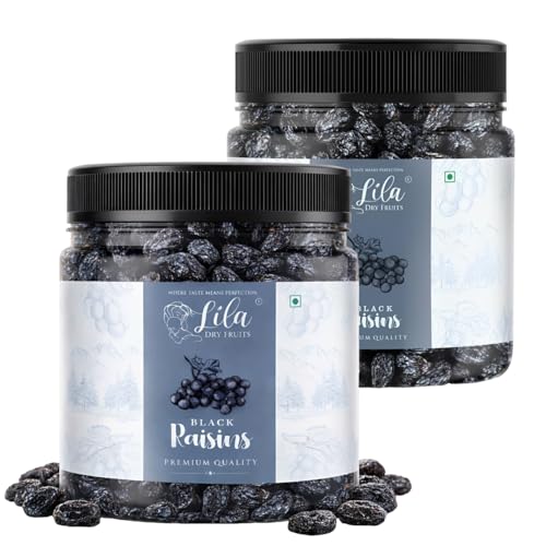 Image 1 of Pack of 1 for the product Lila Dry Fruits Kali Kismis - 1 Kg (500g x 2) Seedless Afghani Black Raisins