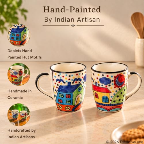 Image 4 of ExclusiveLane The Hut Jumbo Cuppas Ceramic Coffee Mugs Set of 2 (270 ml)
