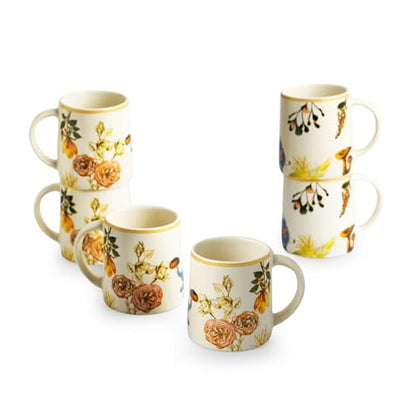 Image 2 of ExclusiveLane Floral Ceramic Tea Cups Set of 6 260 ml Microwave Safe Multicolor