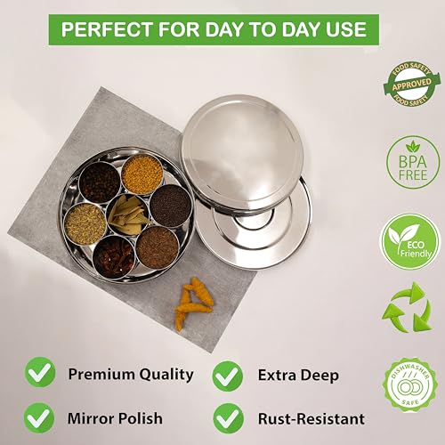 Image 9 of Spillbox Handcrafted Stainless Steel Spice Box Set for Kitchen