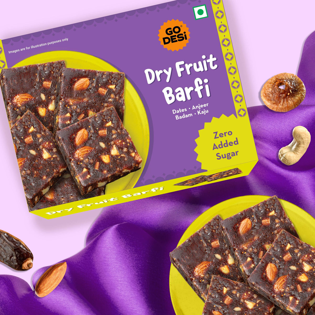 Image 2 of Go desi Dry Fruit Barfi | Made with 93% Dry Fruits