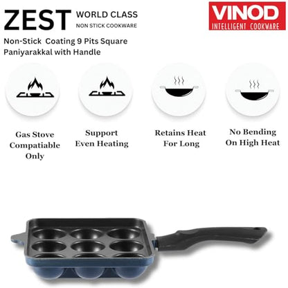 Image 3 of Vinod Aluminium Non Stick Kuzhi Paniyaram Pan - 9 Cups, 17.5cm